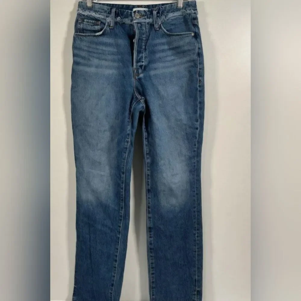 Good American Blue Straight Leg Jeans